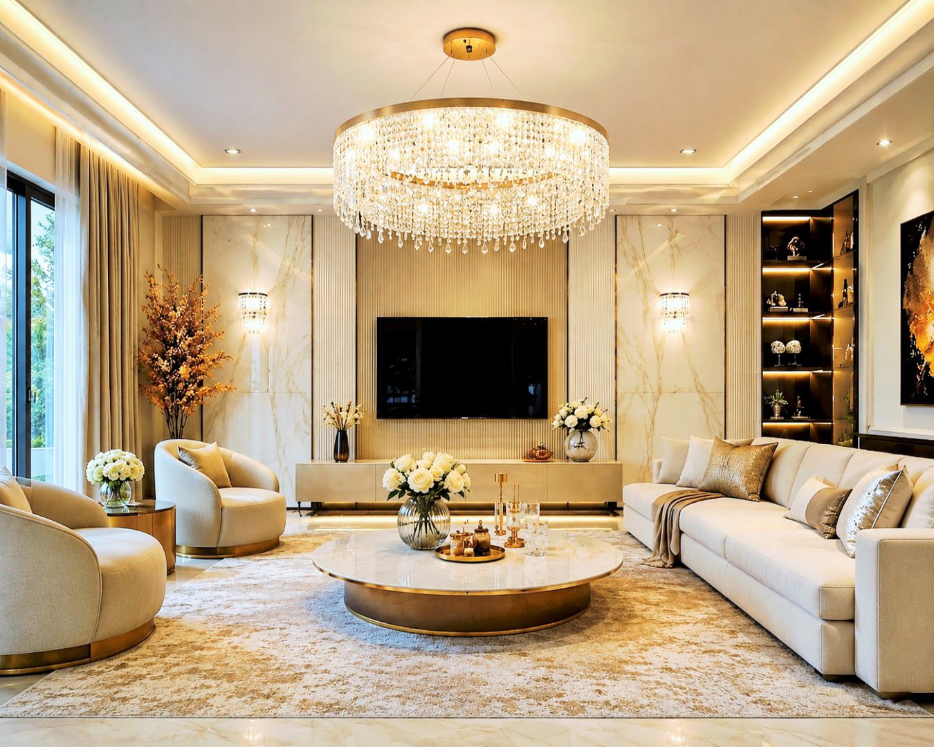 Crystal Rain nappali nagy csillár arany luxus glamour kristálycsillár